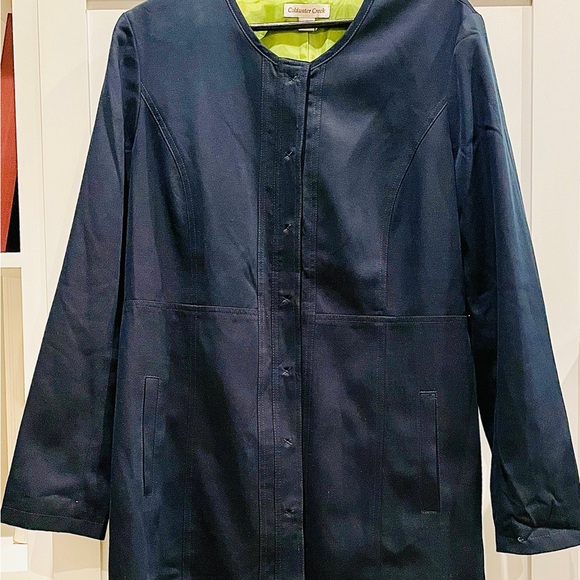 Coldwater Creek Navy Blue lined blazer, knee high, size 14 - Picture 3 of 5